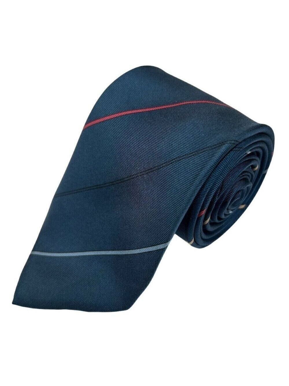 Jsaco Men's Blue Stripe Silk Made in Italy Necktie Tie